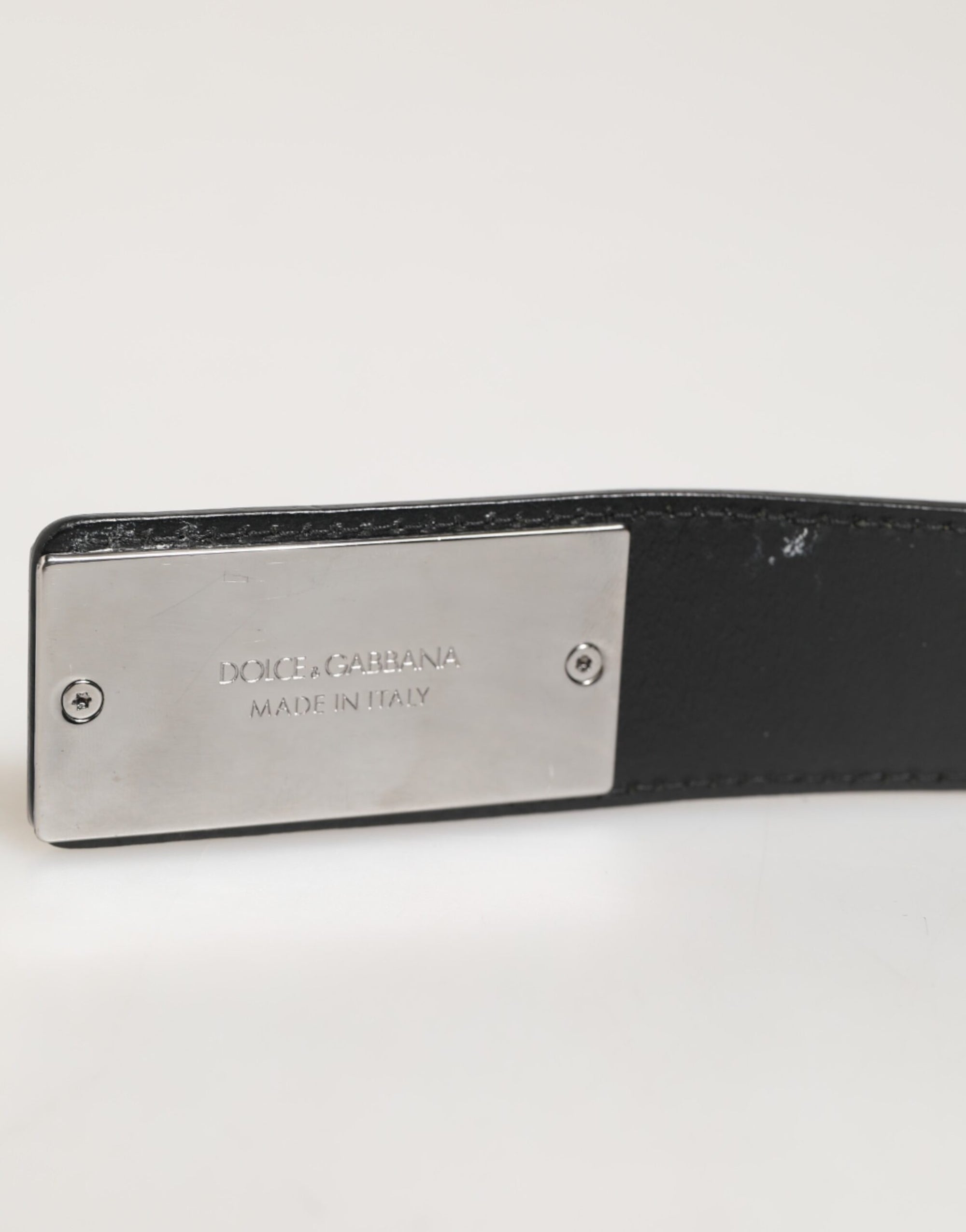 Dolce & Gabbana Black Leather Classic Metal Logo Buckle Belt