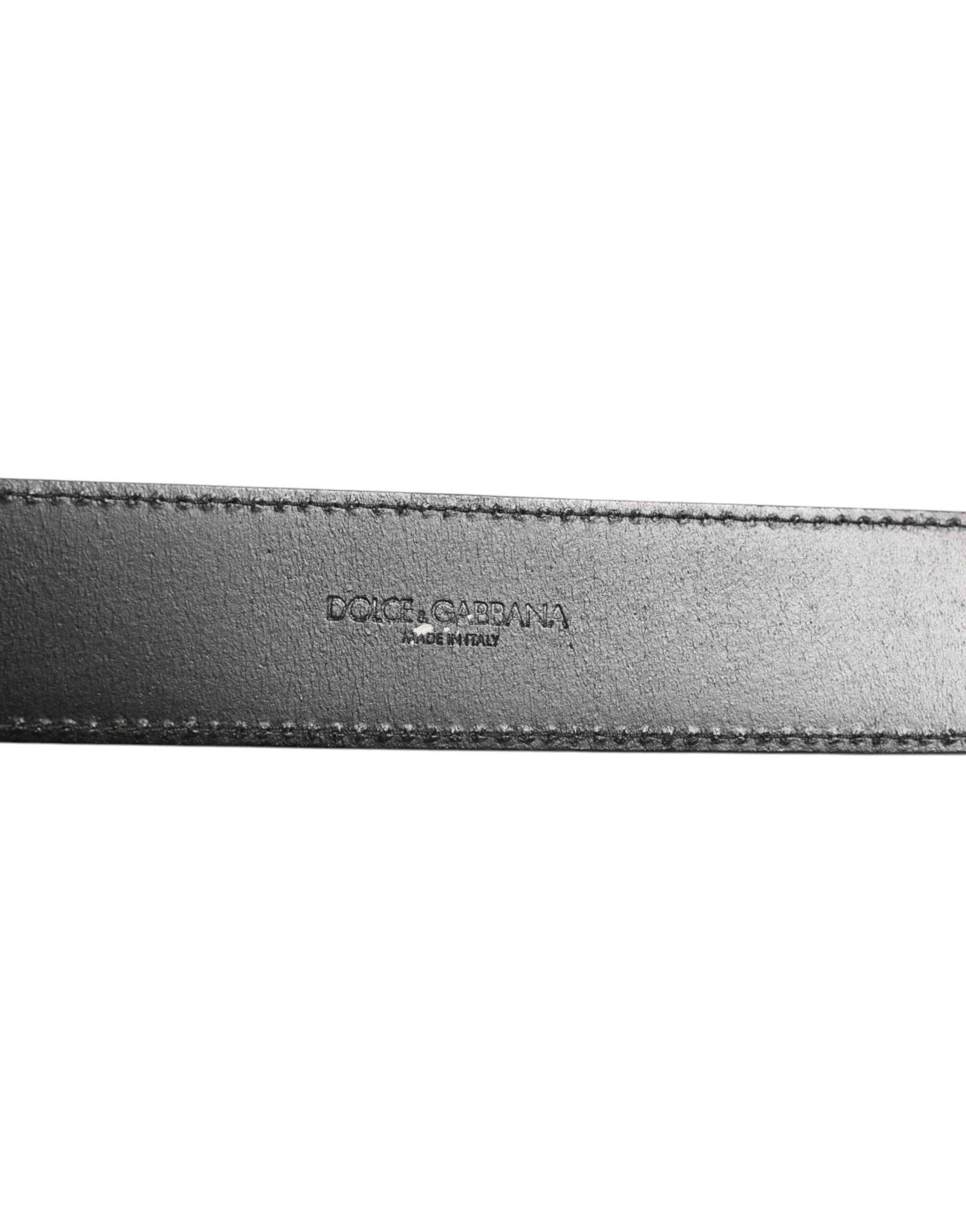 Dolce & Gabbana Black Leather Classic Metal Logo Buckle Belt