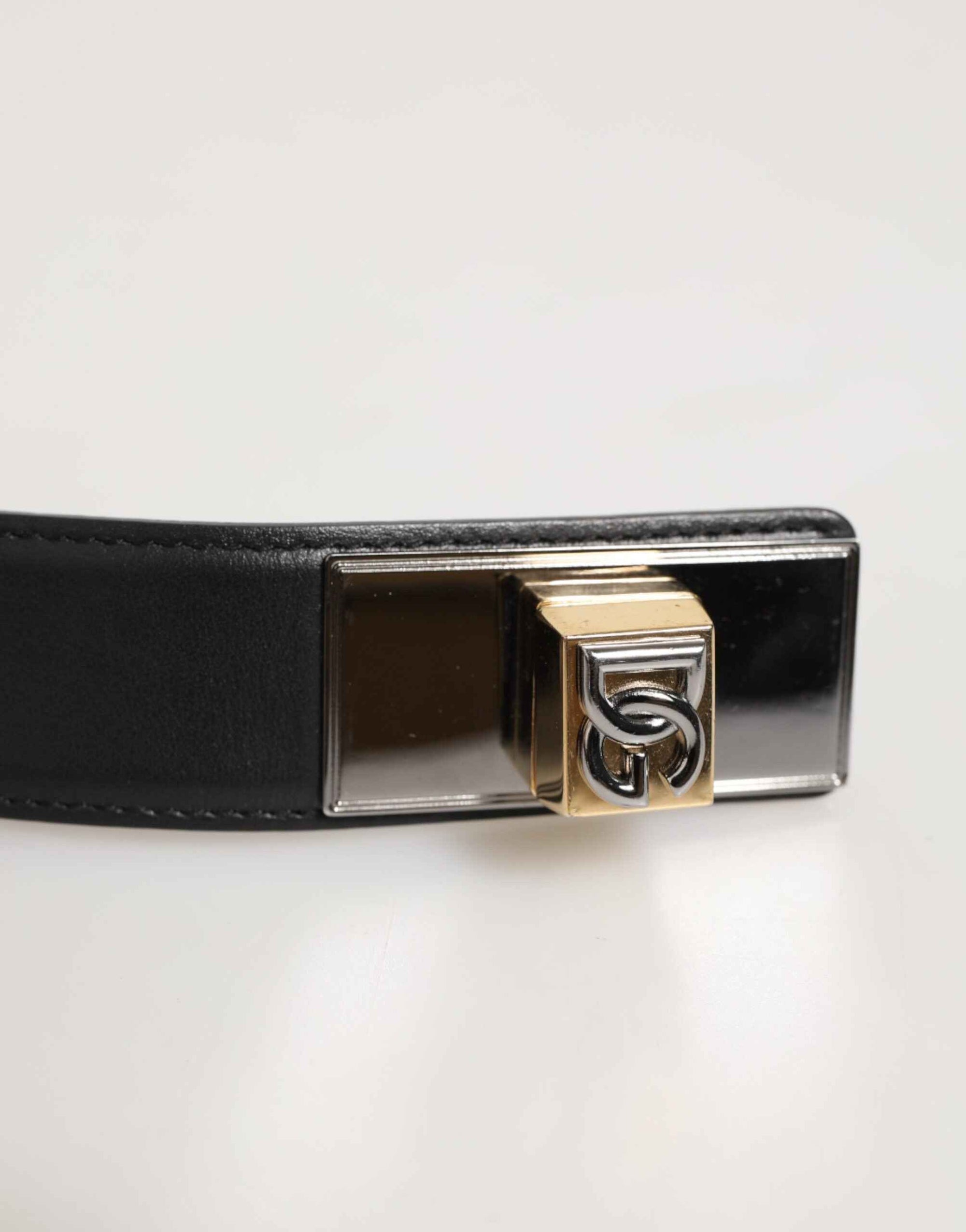 Dolce & Gabbana Black Leather Classic Metal Logo Buckle Belt