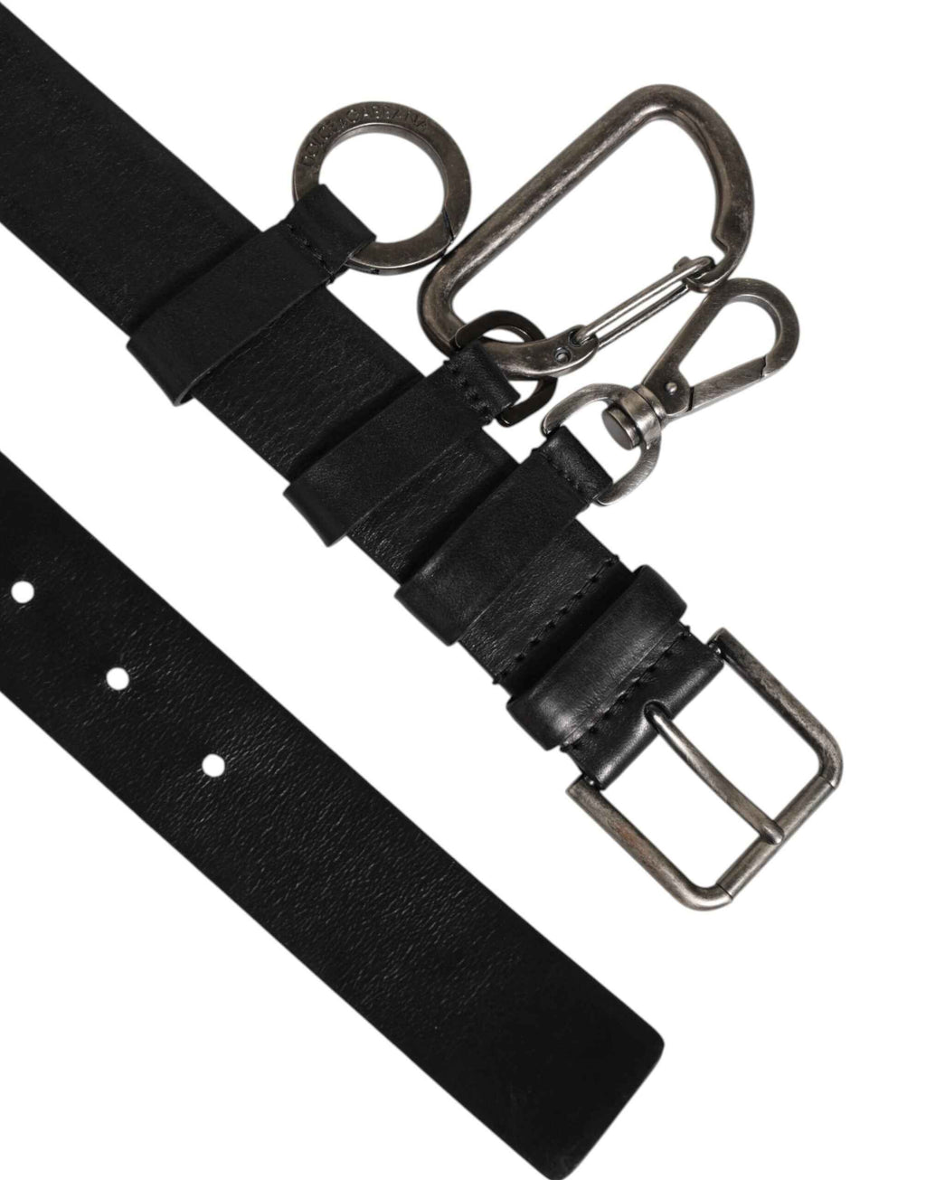 Dolce & Gabbana Black Key Ring Clip Attachments Buckle Belt