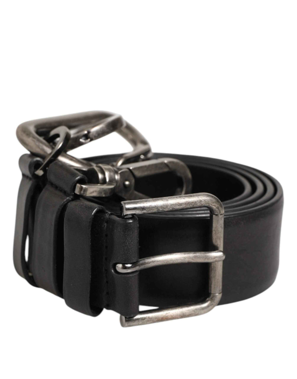 Dolce & Gabbana Black Key Ring Clip Attachments Buckle Belt