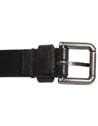 Dolce & Gabbana Black Double Strap Leather Silver Buckle Belt