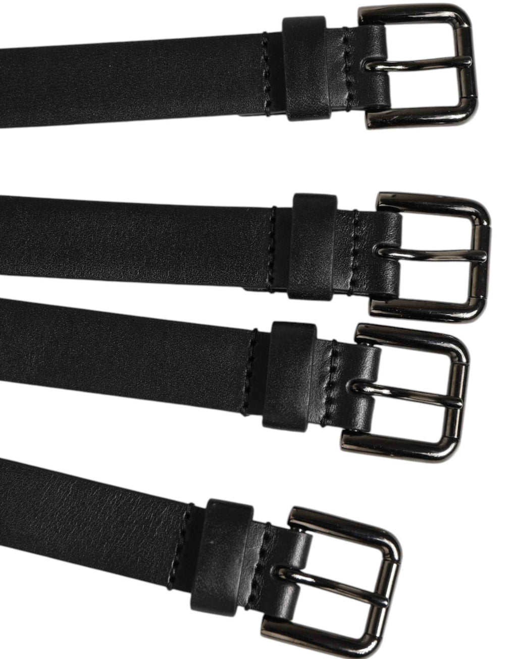 Dolce & Gabbana Black Leather 4-Strap Metal Multi-Buckle Belt