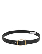 Dolce & Gabbana Black Leather Classic Metal Logo Buckle Belt