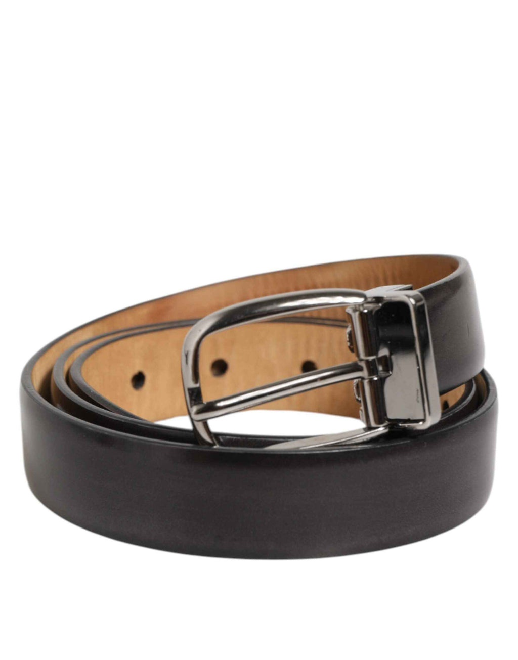 Dolce & Gabbana Black Classic Leather Silver-Tone Buckle Belt
