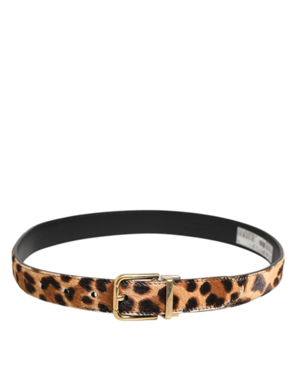 Dolce & Gabbana Brown Leather Leopard Print Metal Buckle Belt