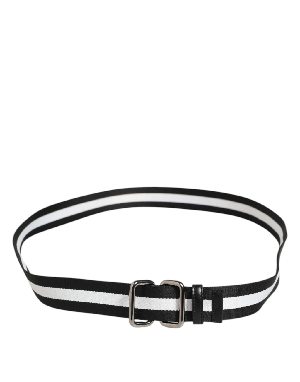 Dolce & Gabbana Black White Striped Metal Buckle Men Belt