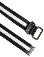 Dolce & Gabbana Black White Striped Logo Metal Buckle Belt