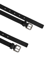 Dolce & Gabbana Black Double Strap Leather Gold Buckle Belt