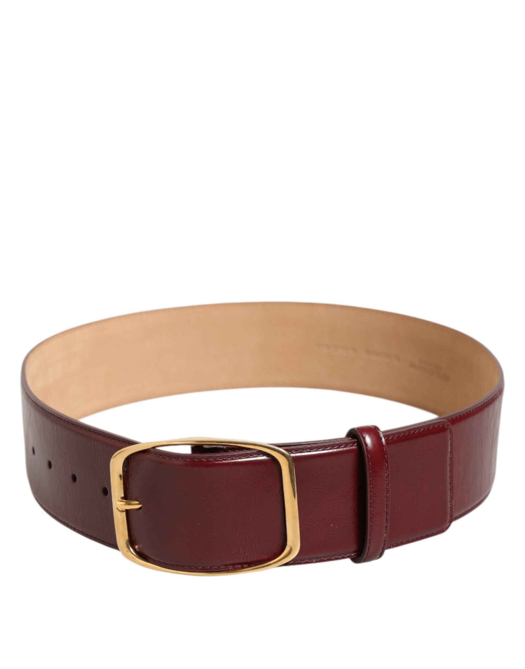 Dolce & Gabbana Burgundy Leather Gold Metal Buckle Women Belt