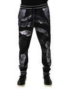 Dolce & Gabbana Black Banana Leaf Cotton Jogger Trouser Pants