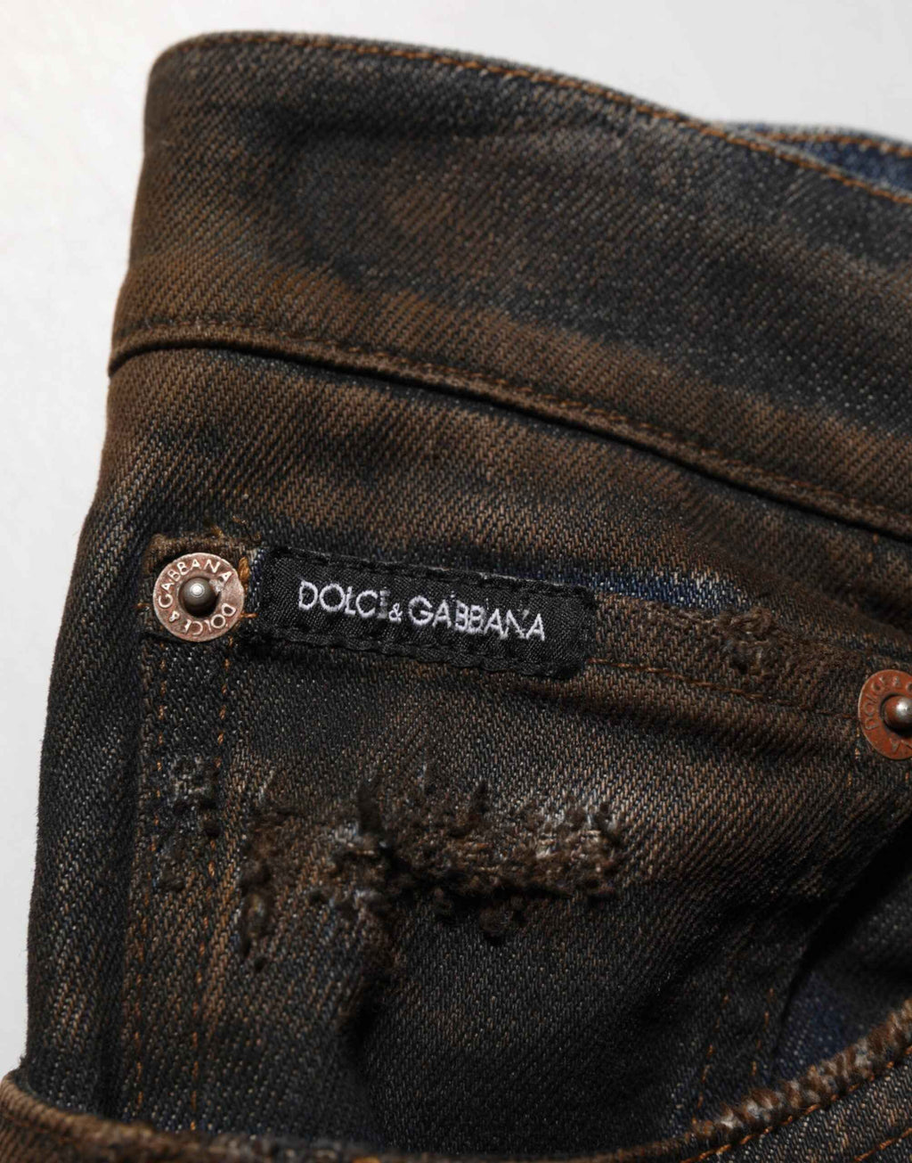 Dolce & Gabbana Black Cotton Skinny Tattered Men Denim Jeans