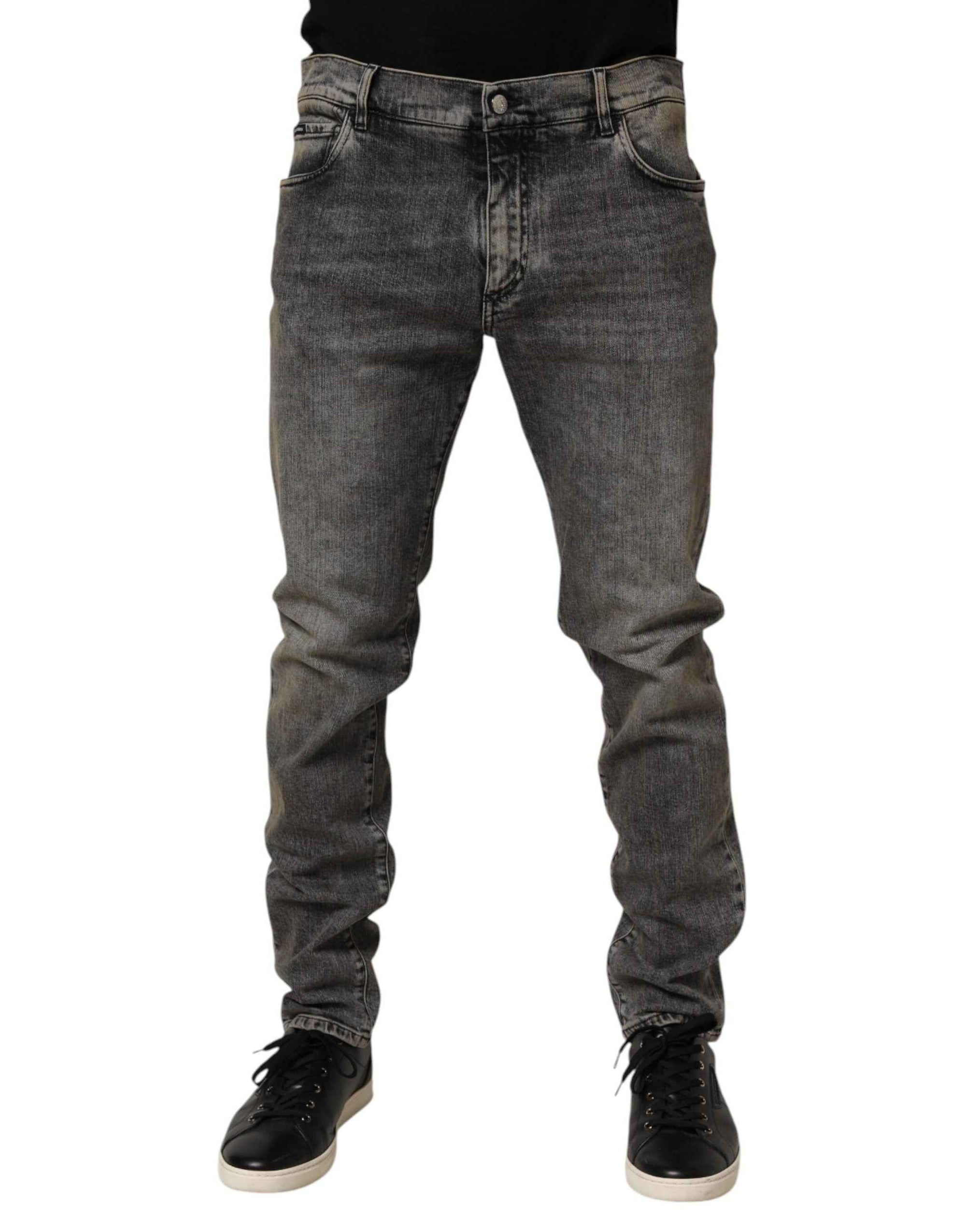 Dolce & Gabbana Gray Cotton Stretch Slim Fit Men Denim Jeans