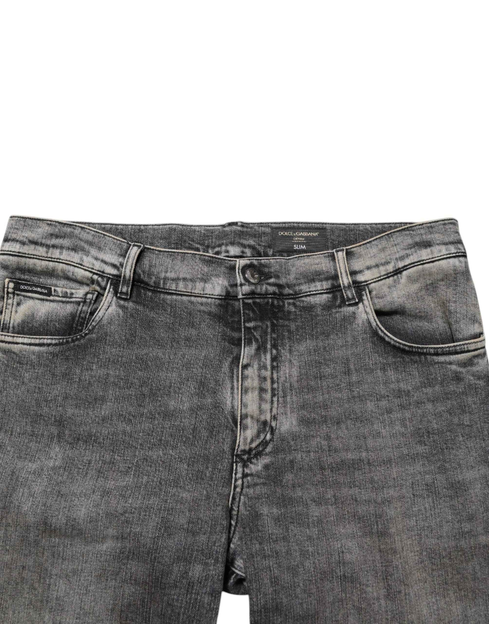 Dolce & Gabbana Gray Cotton Stretch Slim Fit Men Denim Jeans