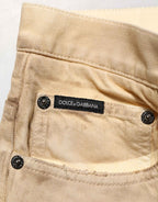 Dolce & Gabbana Beige Cotton Loose Tattered Men Denim Jeans