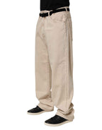 Dolce & Gabbana Beige Cotton Straight Denim Trouser Jeans