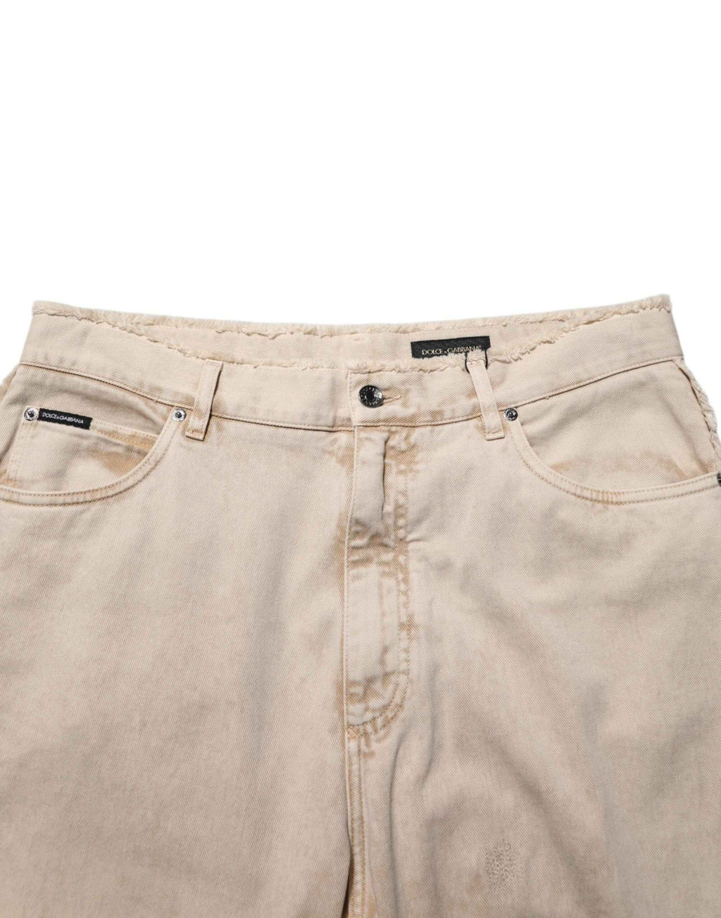 Dolce & Gabbana Beige Cotton Straight Denim Trouser Jeans