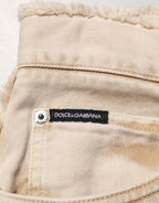 Dolce & Gabbana Beige Cotton Straight Denim Trouser Jeans