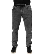 Dolce & Gabbana Gray Cotton Slim Fit Denim Trouser Jeans
