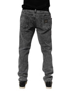 Dolce & Gabbana Gray Cotton Slim Fit Denim Trouser Jeans