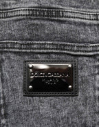 Dolce & Gabbana Gray Cotton Slim Fit Denim Trouser Jeans