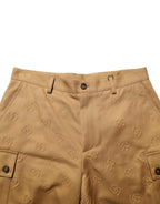 Dolce & Gabbana Brown Cotton Stretch Logo CargoBermuda Shorts