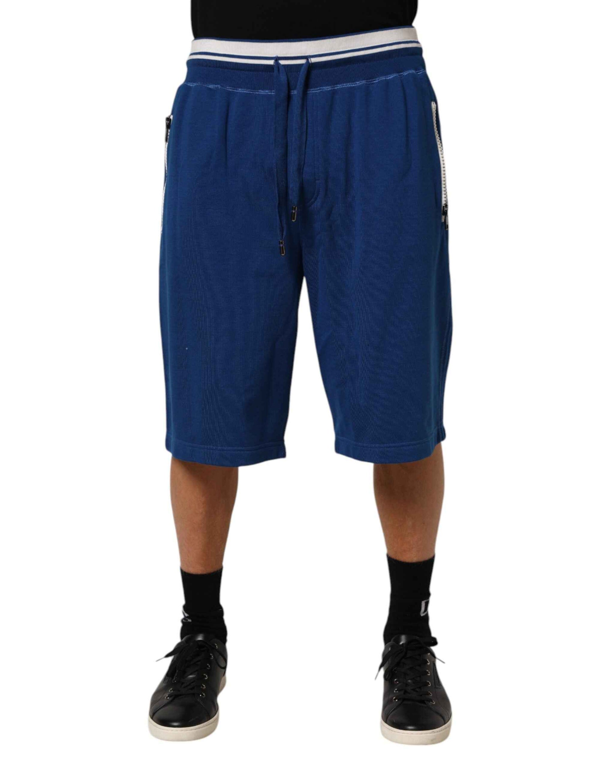 Dolce & Gabbana Blue Cotton Blend Bermuda Sweatpants Shorts