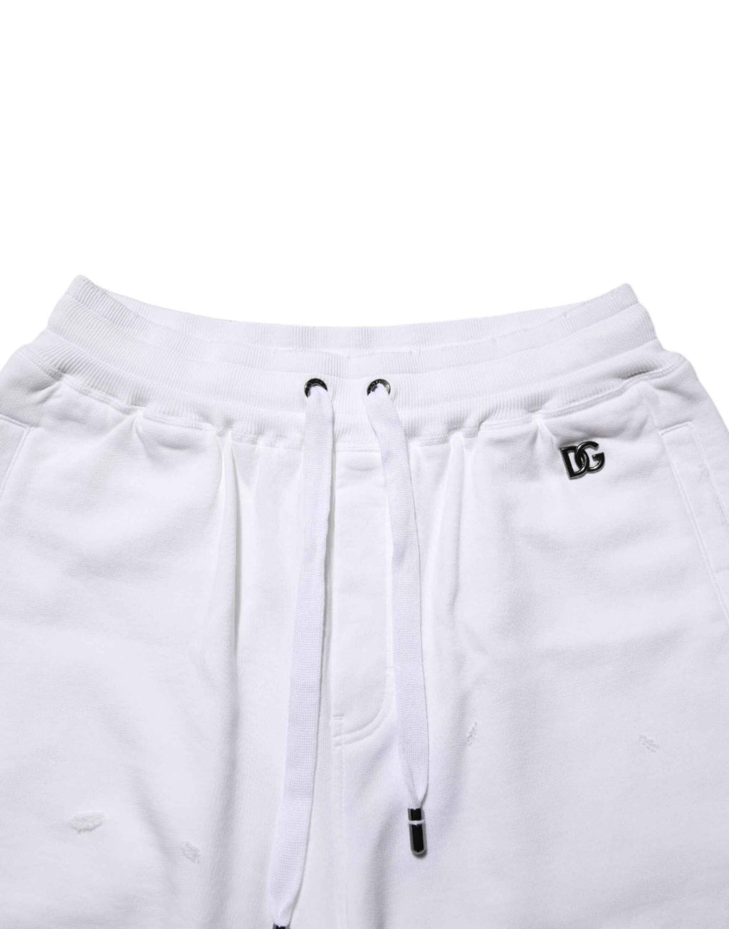 Dolce & Gabbana White Cotton Ripped Bermuda Sweatpants Shorts