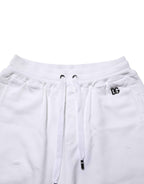 Dolce & Gabbana White Cotton Ripped Bermuda Sweatpants Shorts