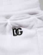 Dolce & Gabbana White Cotton Ripped Bermuda Sweatpants Shorts