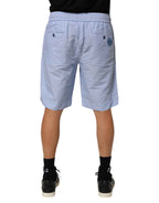 Dolce & Gabbana Light Blue Linen Mid Waist Men Bermuda Shorts