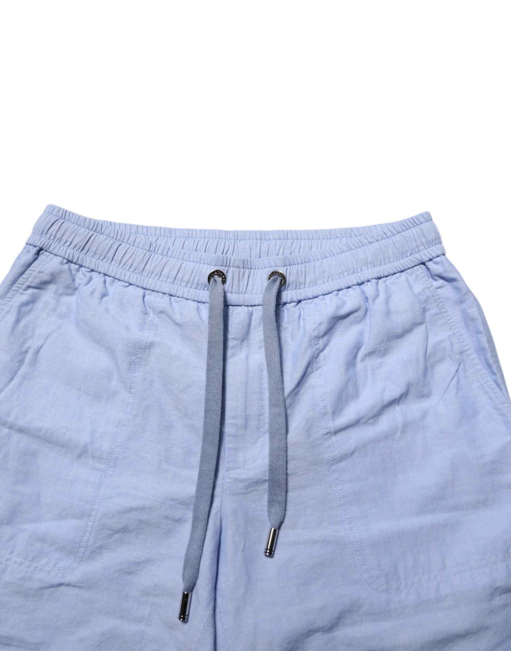 Dolce & Gabbana Light Blue Linen Mid Waist Men Bermuda Shorts