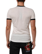 Dolce & Gabbana White Sacred Heart Cotton Crew Neck T-shirt
