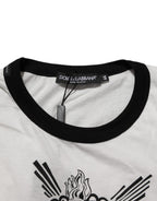 Dolce & Gabbana White Sacred Heart Cotton Crew Neck T-shirt