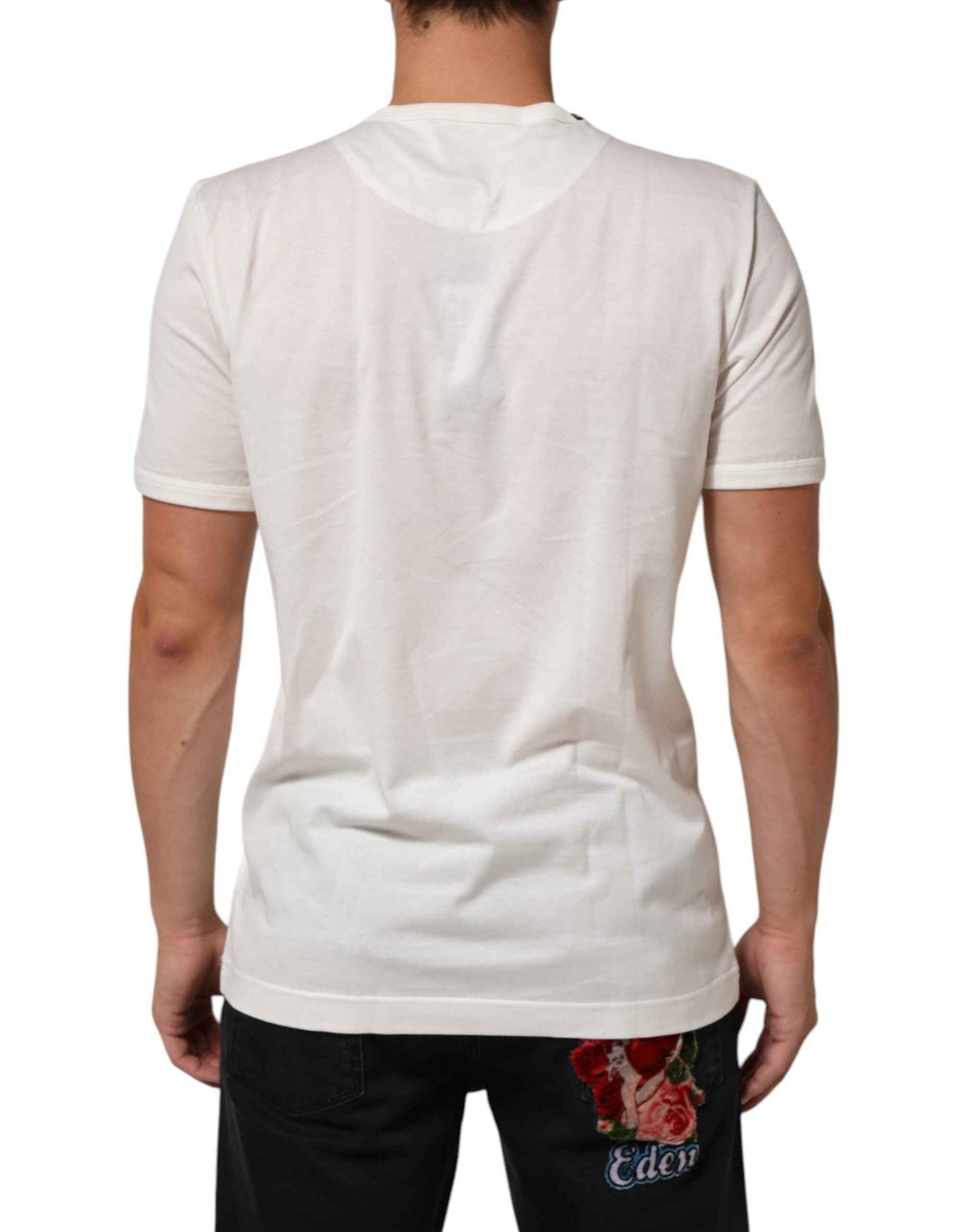 Dolce & Gabbana White Cotton Goodluck 2020 Crew Neck T-shirt
