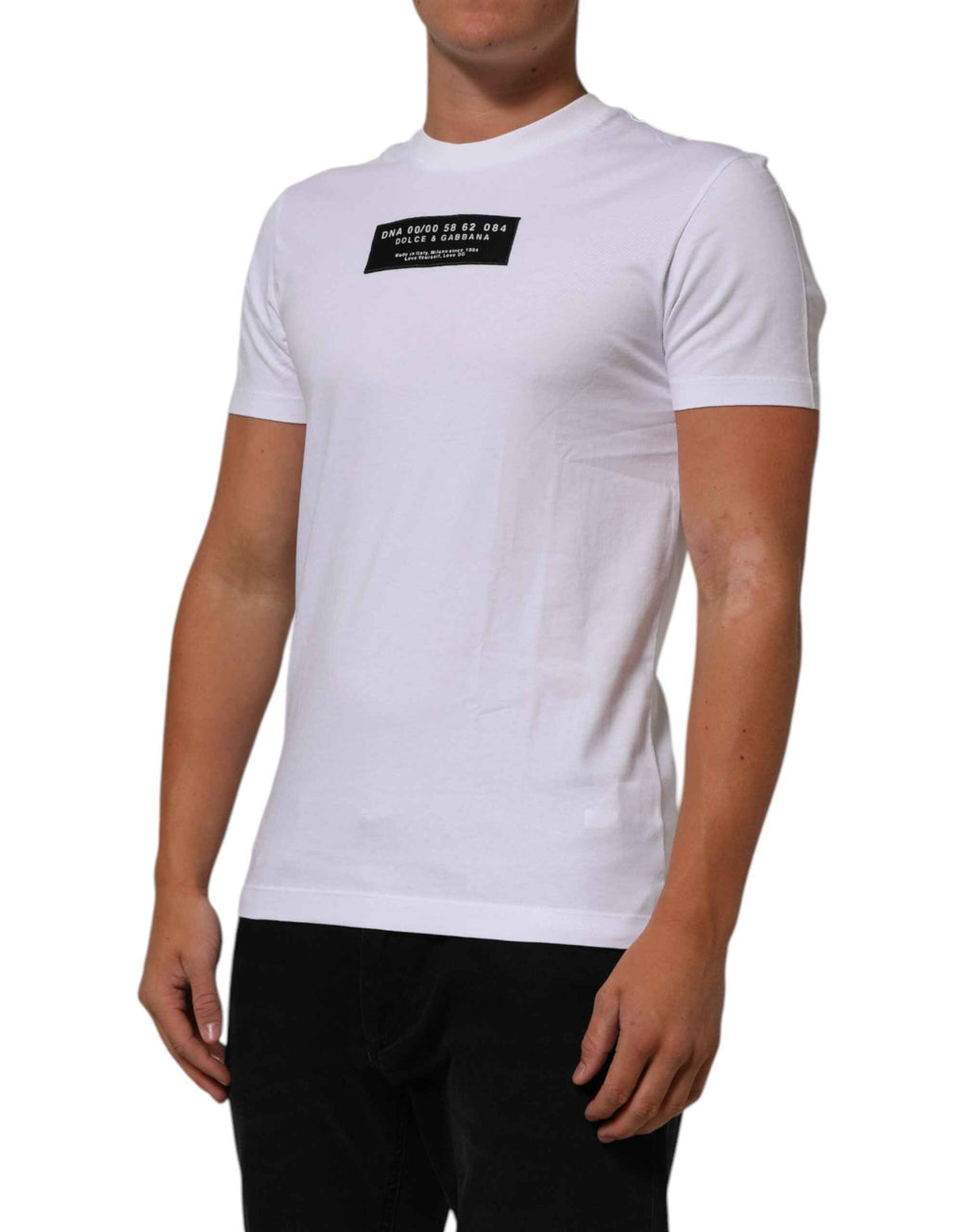 Dolce & Gabbana White Cotton Logo Print Crew Neck Men T-shirt