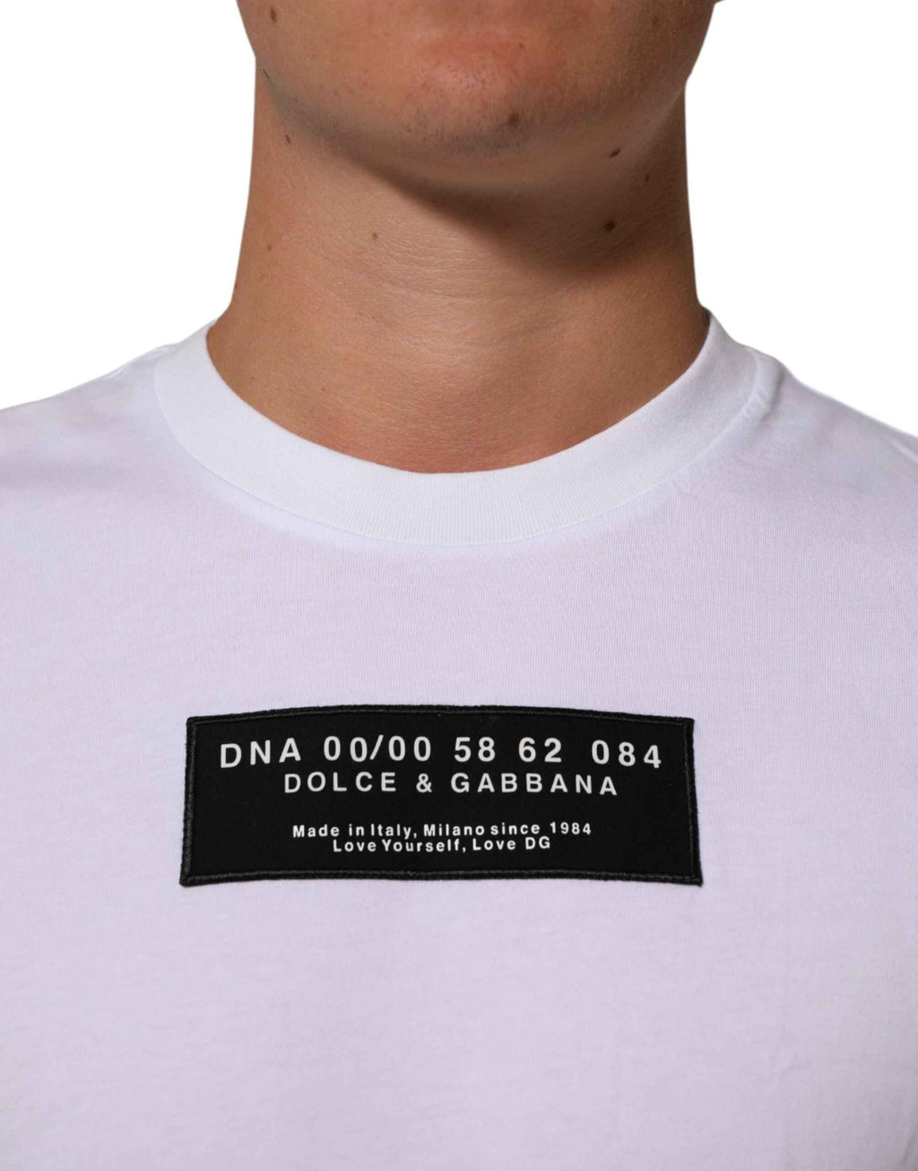 Dolce & Gabbana White Cotton Logo Print Crew Neck Men T-shirt