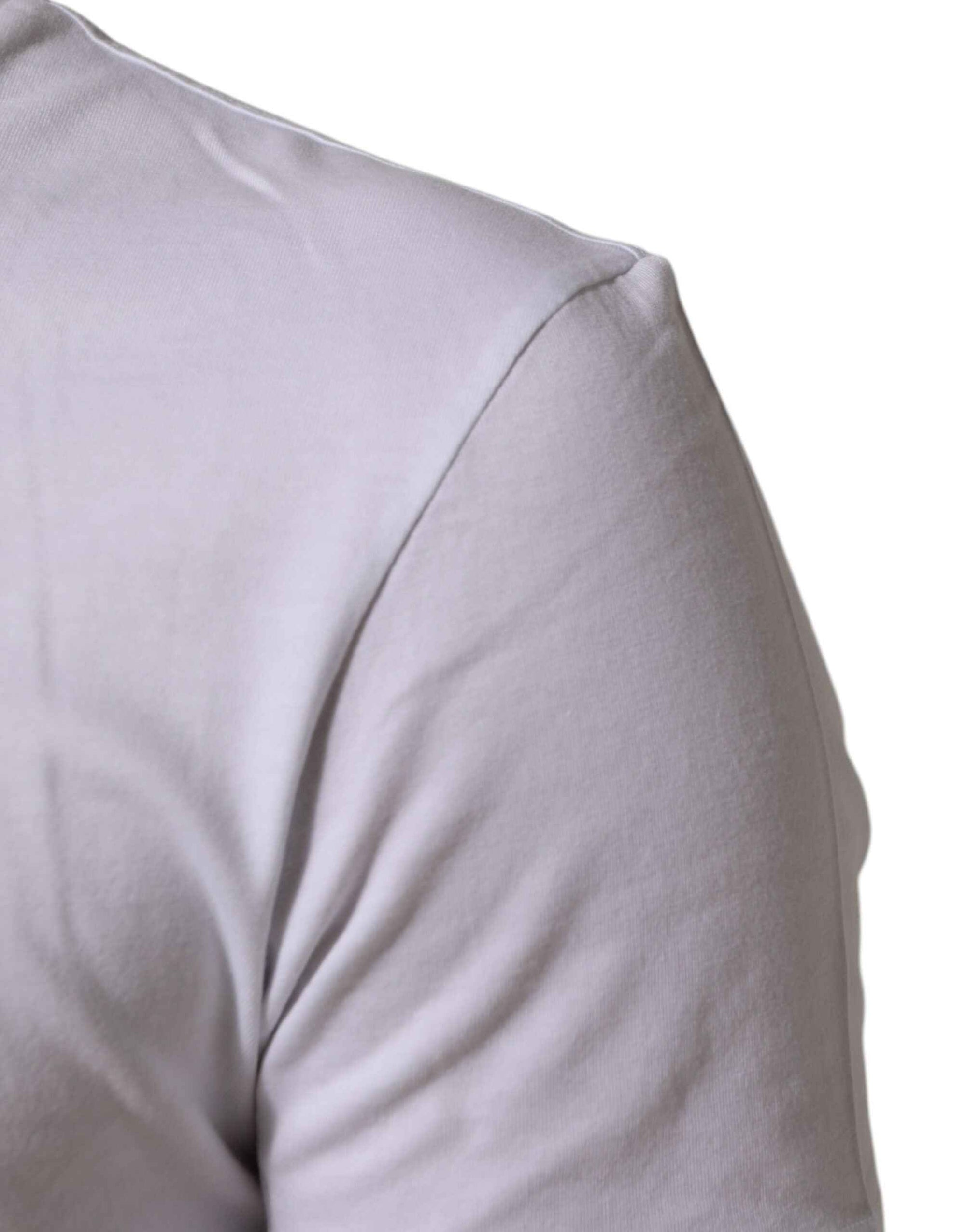 Dolce & Gabbana White Cotton Logo Print Crew Neck Men T-shirt