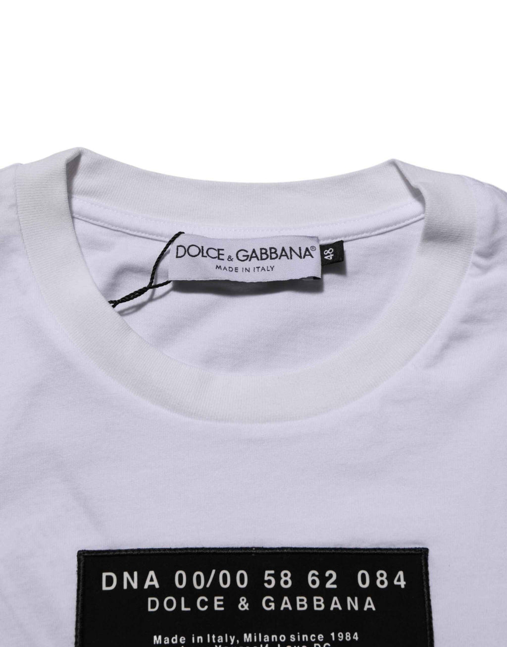 Dolce & Gabbana White Cotton Logo Print Crew Neck Men T-shirt