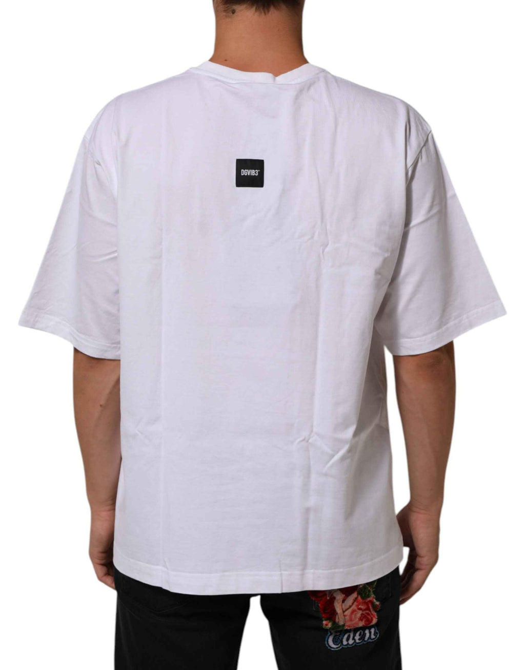 Dolce & Gabbana White Cotton Logo Print Crew Neck T-shirt