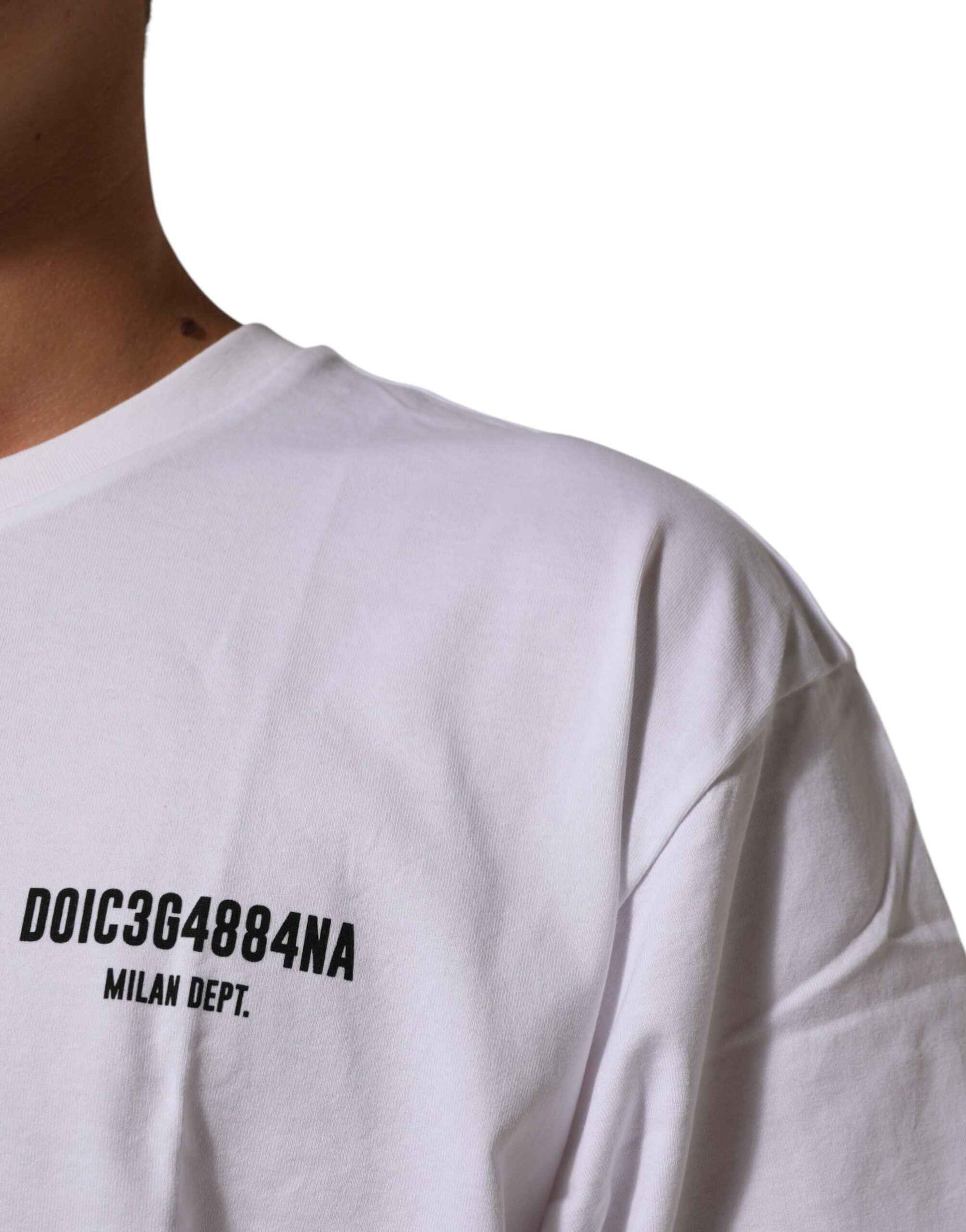 Dolce & Gabbana White Cotton Logo Print Crew Neck T-shirt