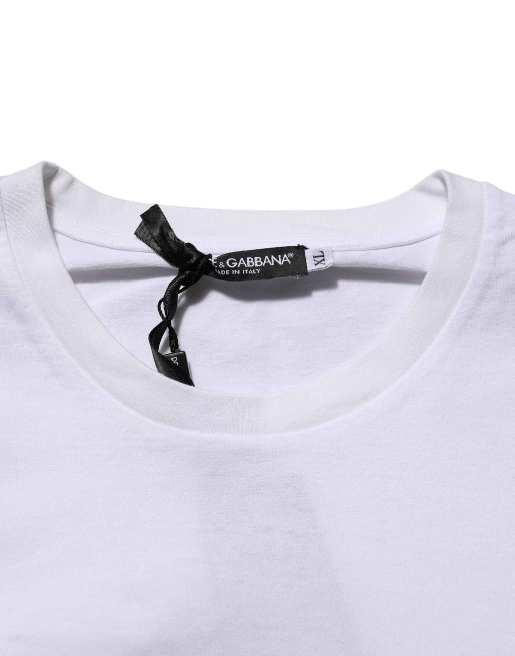 Dolce & Gabbana White Cotton Logo Print Crew Neck T-shirt