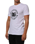 Dolce & Gabbana White Cotton Logo Print Crew Neck T-shirt
