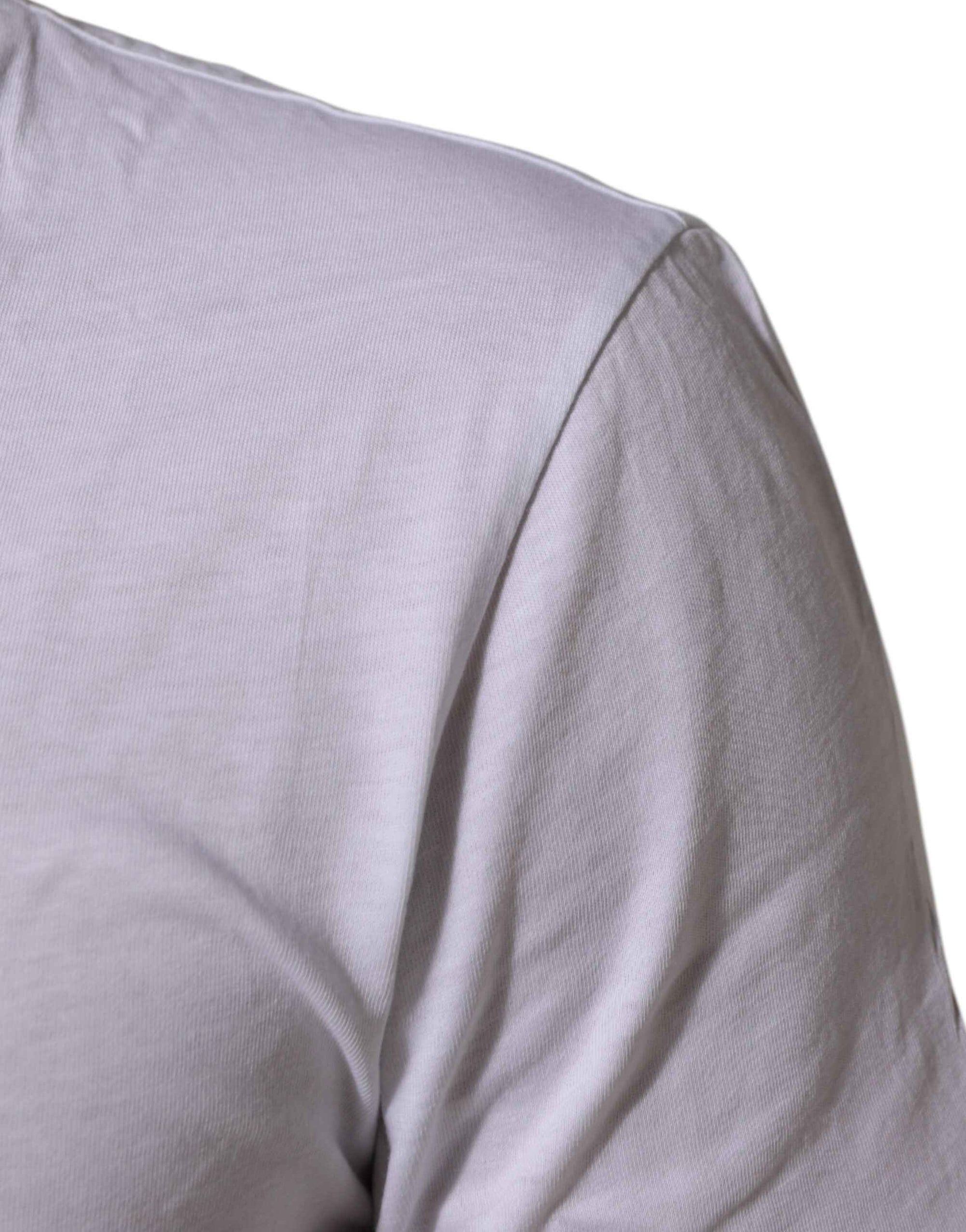 Dolce & Gabbana White Cotton Logo Print Crew Neck T-shirt