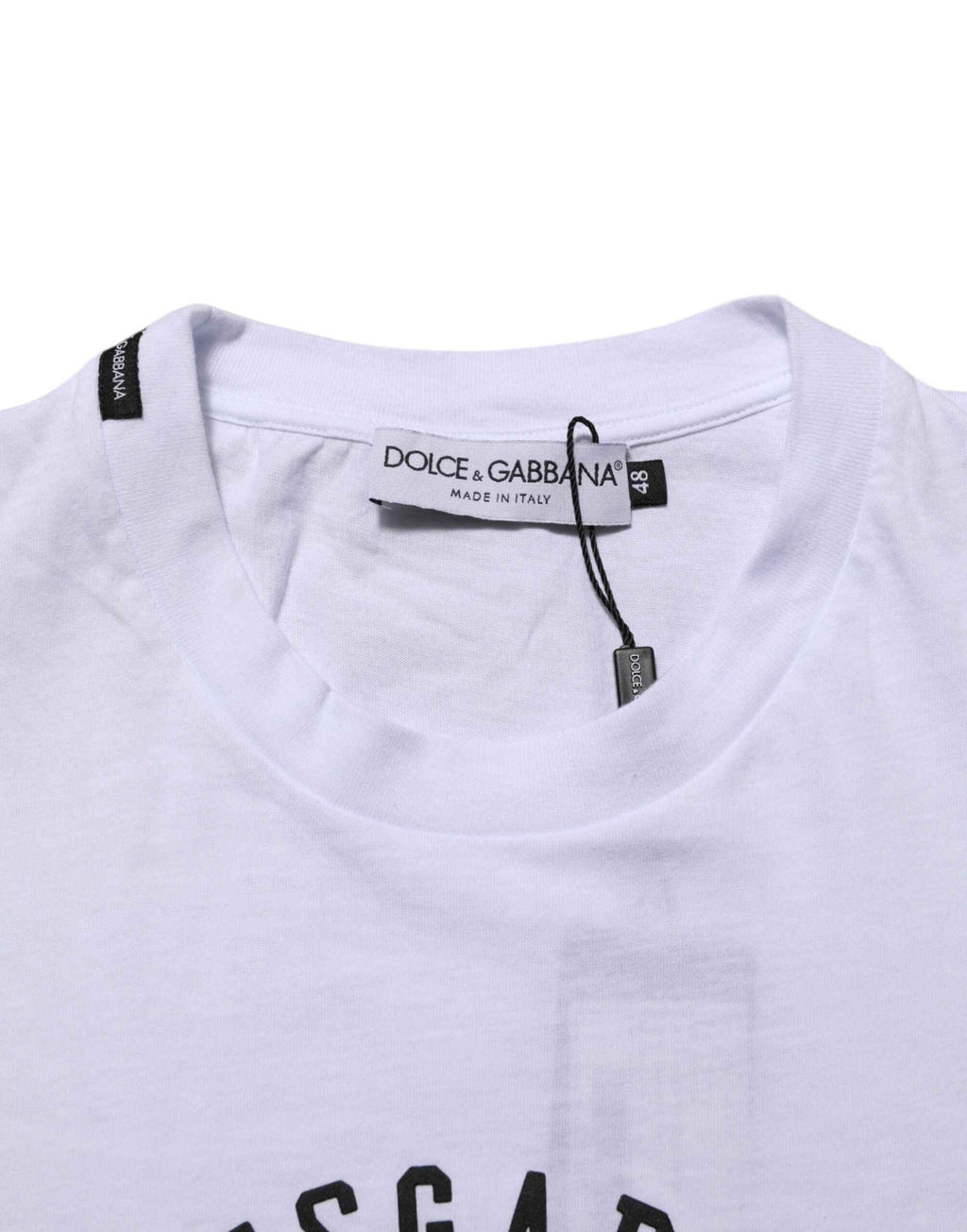Dolce & Gabbana White Cotton Logo Print Crew Neck T-shirt