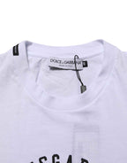 Dolce & Gabbana White Cotton Logo Print Crew Neck T-shirt