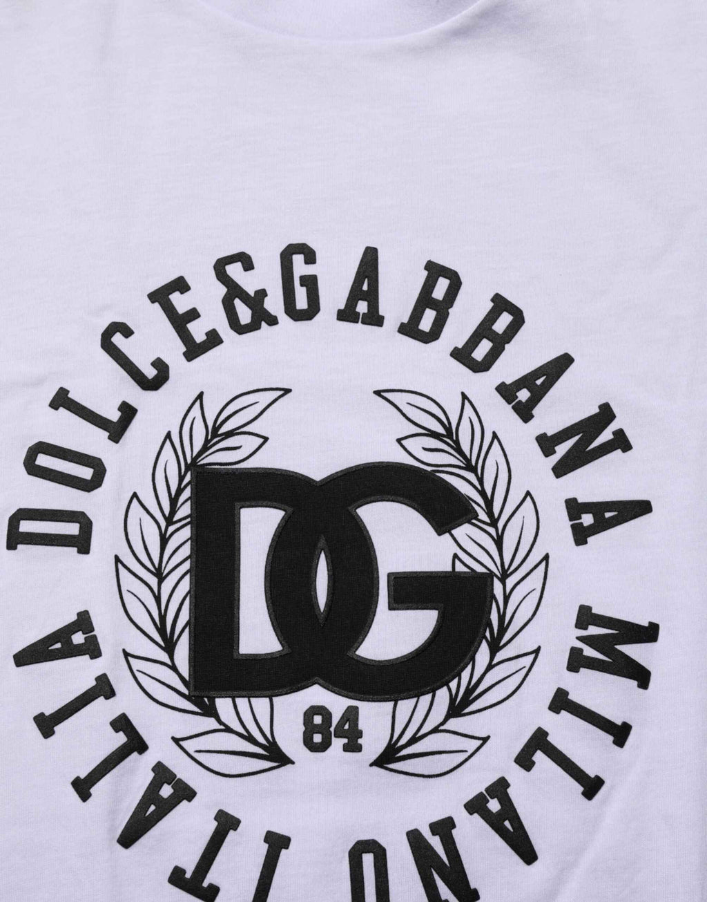 Dolce & Gabbana White Cotton Logo Print Crew Neck T-shirt