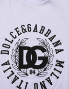 Dolce & Gabbana White Cotton Logo Print Crew Neck T-shirt
