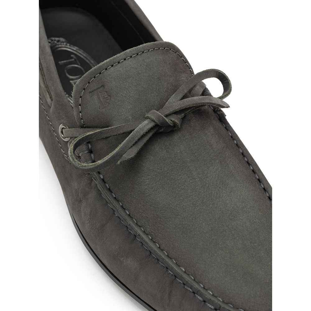 Tod's Gray Nubuc Leather Moccassin