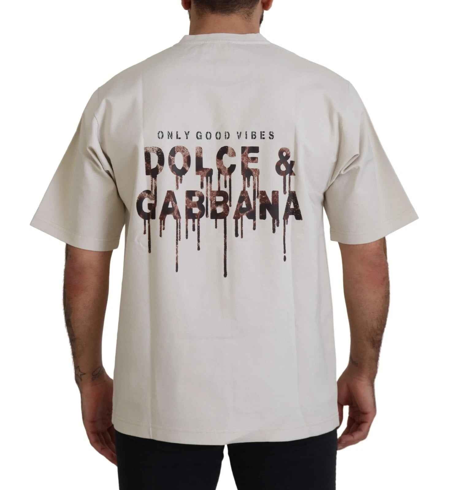Dolce & Gabbana Ivory Cotton Ivory Printed Crewneck